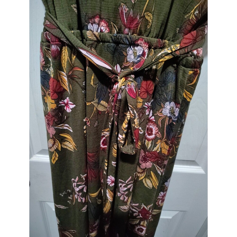 Christopher & Banks Women's Olive Green Floral Flowy Dress Size 3XL Wedding Fall - Picture 3 of 4